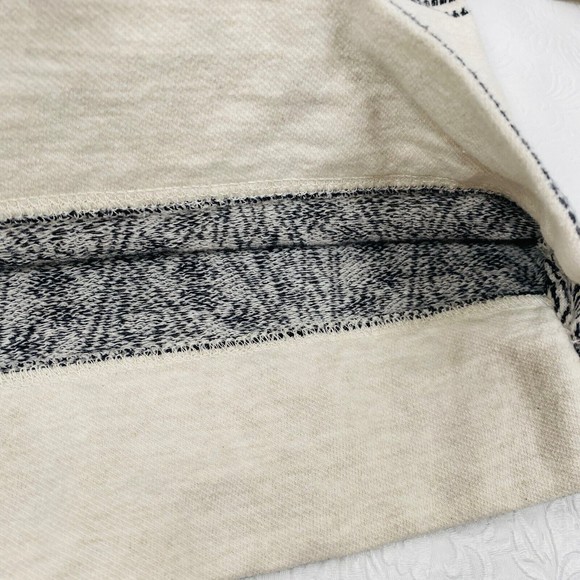 J Crew Sz Small Black Cream Graphic 3/4 Sleeve Sweatshirt - Picture 7 of 9